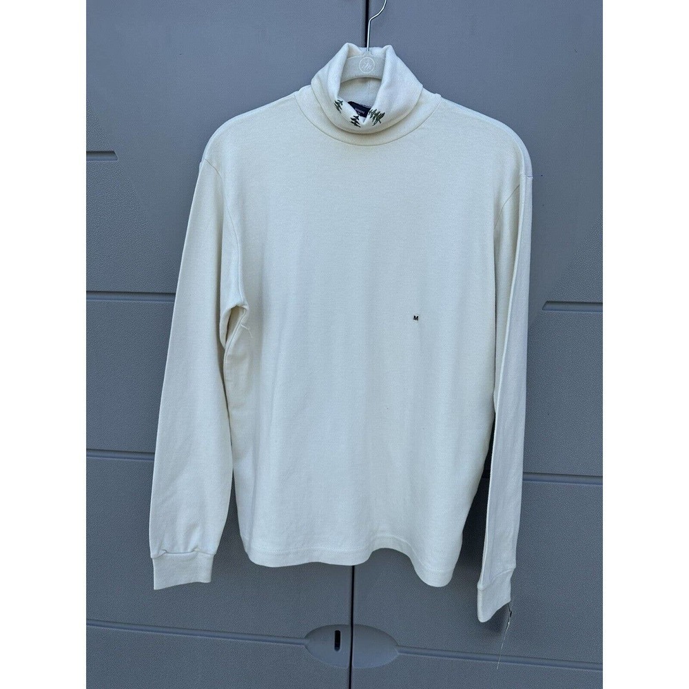 Woolrich Women's Ivory Pine Tree Embroidery Turtleneck Top Long Sleeve Sz M New